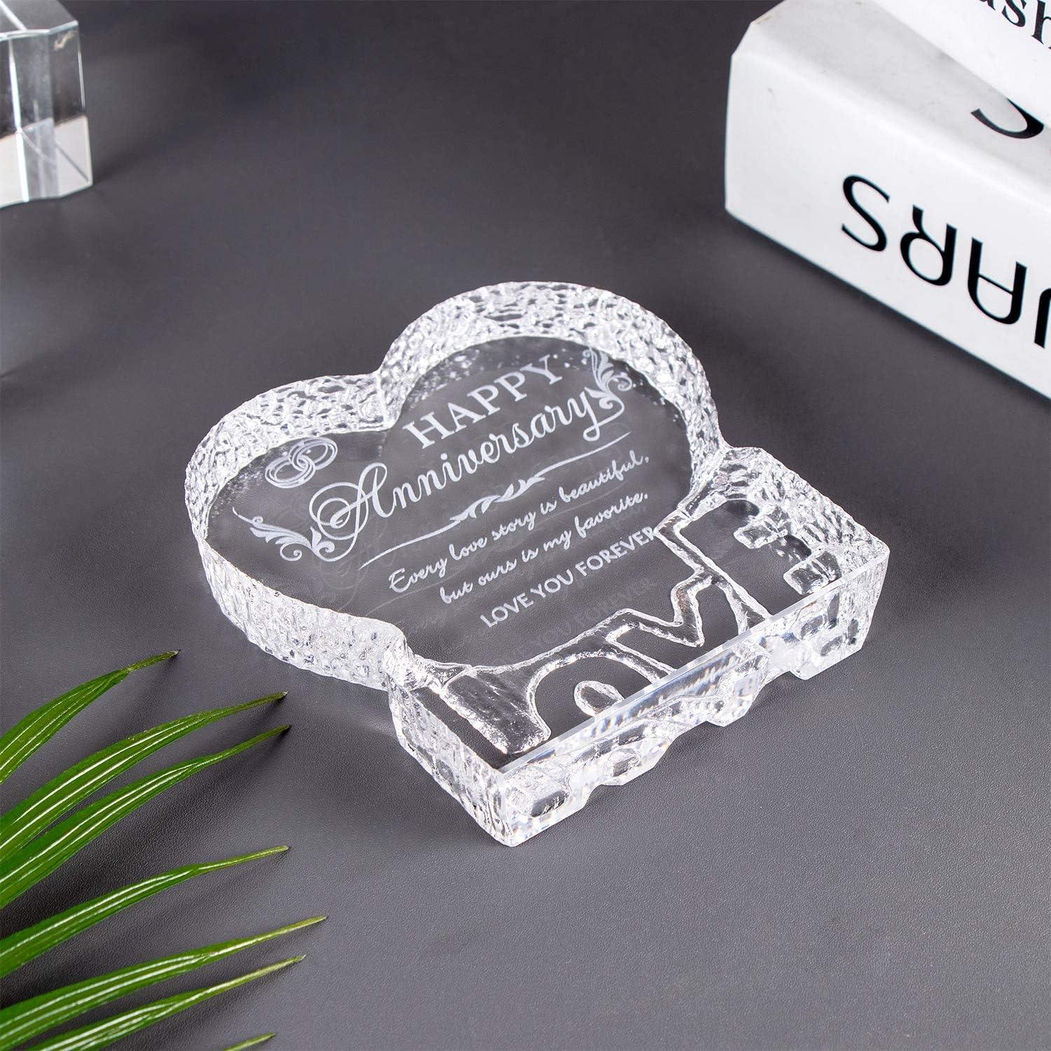 Wedding Anniversary Romantic Gift for Her, Crystal Happy Anniversary for Wife - Decotree.co Online Shop