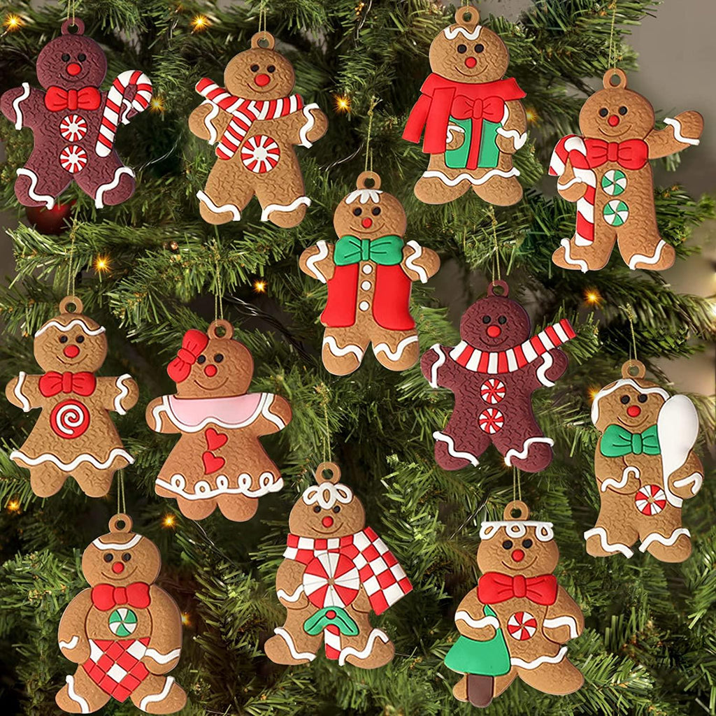 12pcs Christmas Gingerbread Man Ornaments for Christmas Tree Decorations - Decotree.co Online Shop