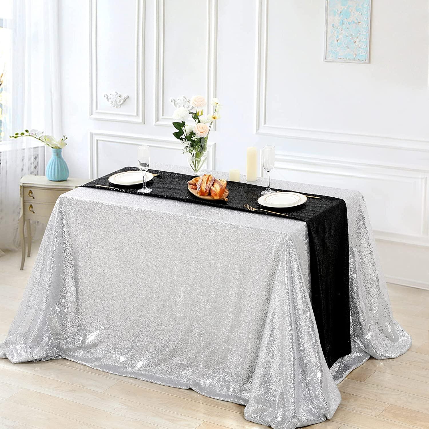 Glittery Sequin Table Runner Sequin Fabric Tablecloth for Wedding Reception - Decotree.co Online Shop