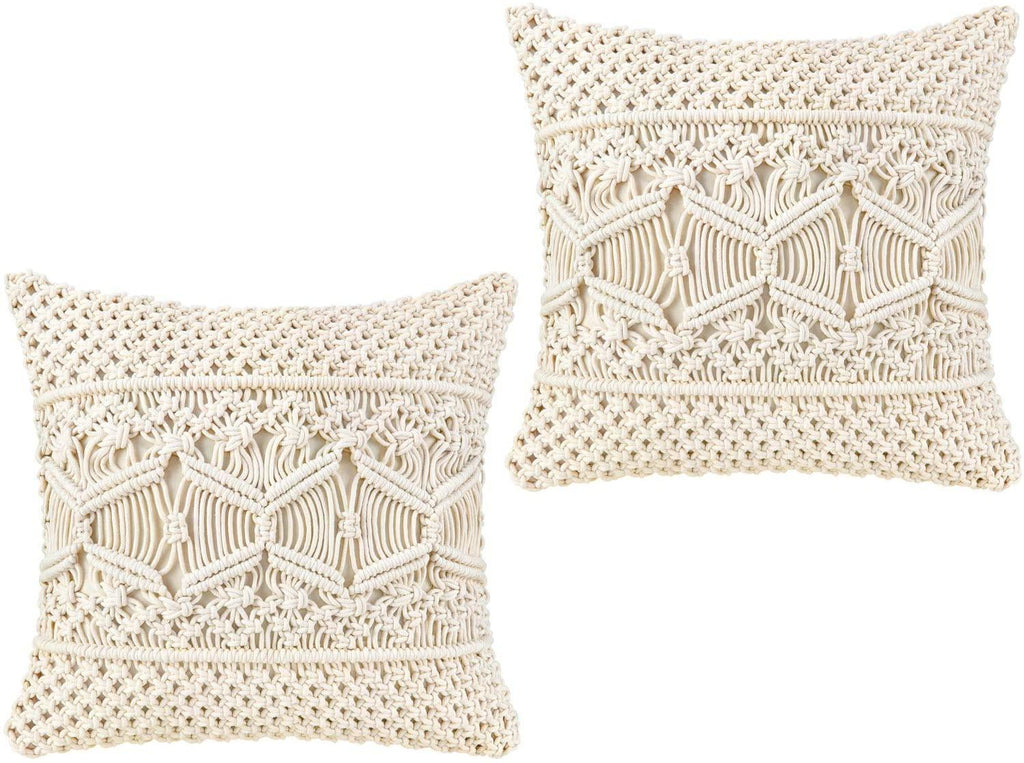 2pcs Throw Pillow Cover Macrame Cushion Case Boho Pillows for Bed Sofa Couch - Decotree.co Online Shop