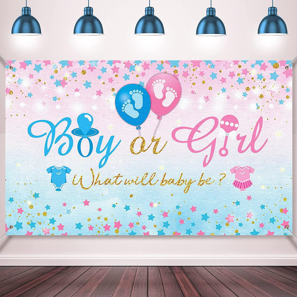 Gender Reveal Party Supplies Gender Reveal Background Boy or Girl Backdrop Blue Pink - Decotree.co Online Shop