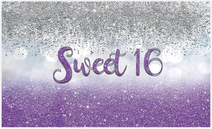 Sweet 16 Silver Blue Bokeh Glitter Backdrop 7x5ft for Girls Happy 16th Birthday Party Decorations - Decotree.co Online Shop