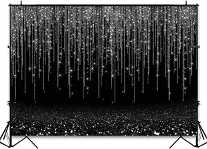 Black and Silver Glitter Sparkle Backdrop for Adult Kids Bday Party Decorations Photography Background - Decotree.co Online Shop