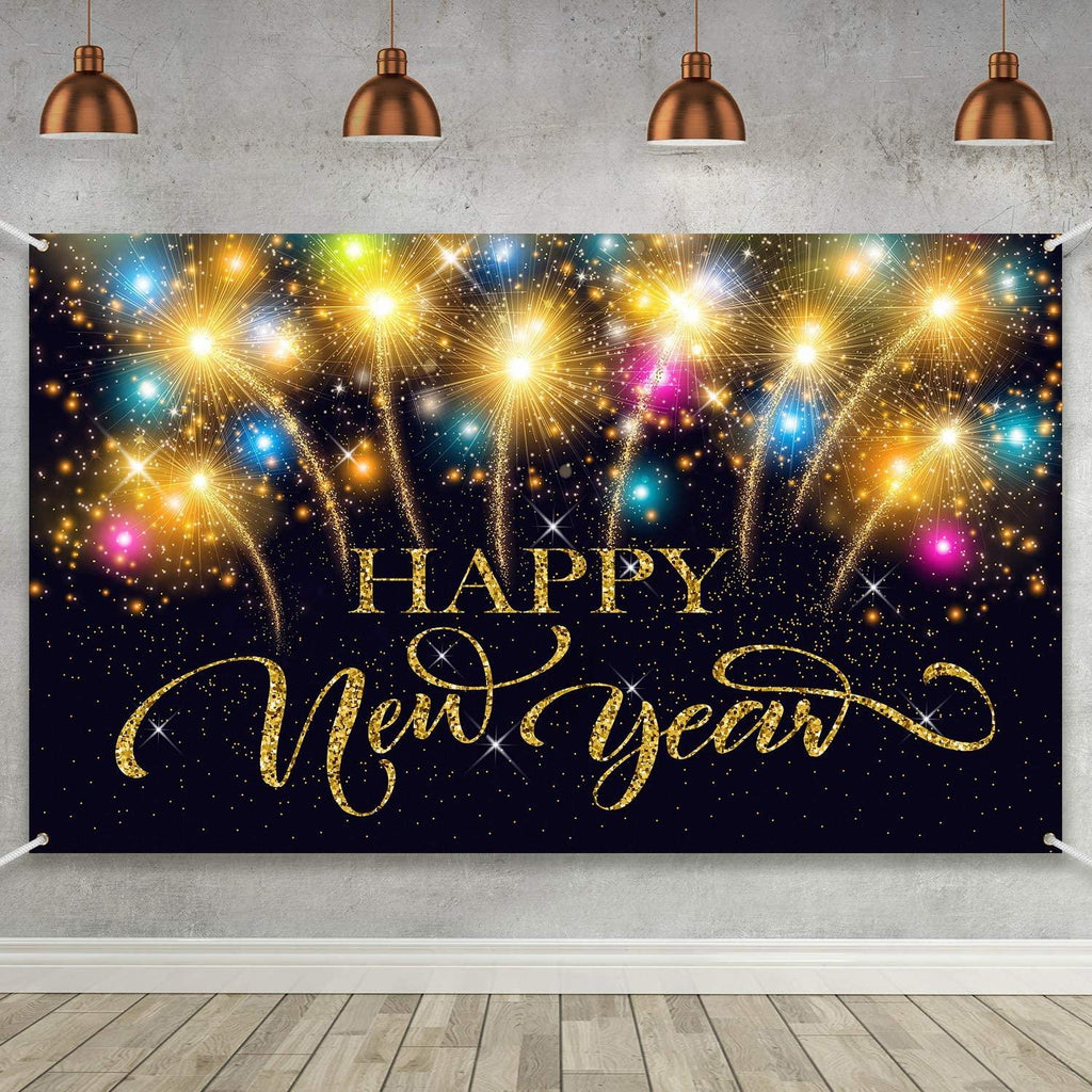 Happy New Year Party Decoration Supplies, Extra Large Fabric Happy New Year Banner for 2023 Party Decoration, - Decotree.co Online Shop