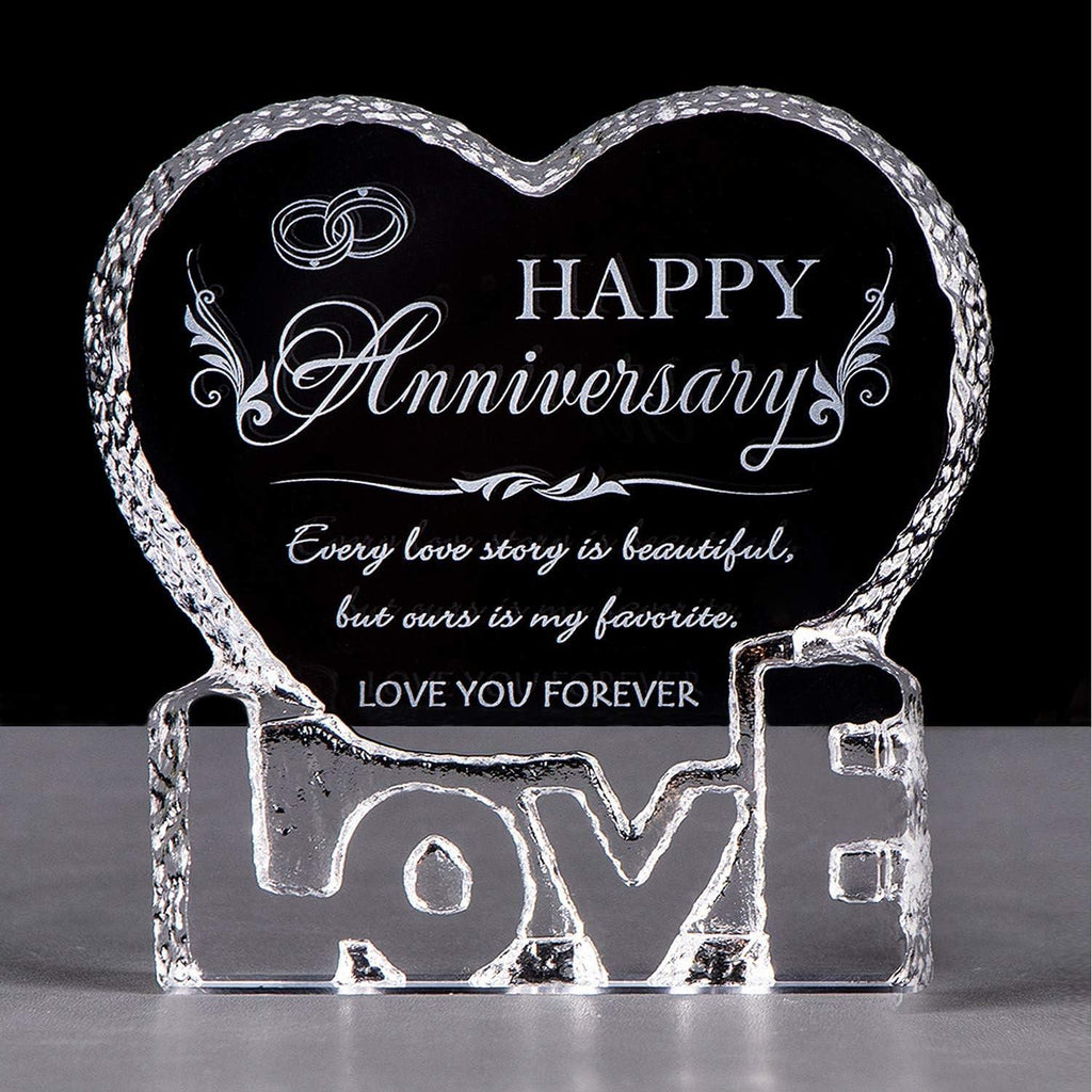 Wedding Anniversary Romantic Gift for Her, Crystal Happy Anniversary for Wife - Decotree.co Online Shop