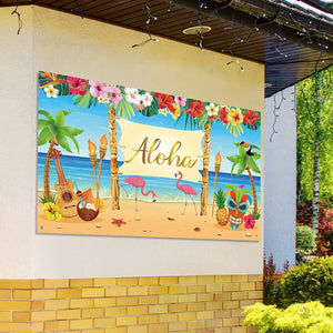 Hawaiian Aloha Party Decoration, Extra Large Summer Luau Beach Party Banner Backdrop - Decotree.co Online Shop