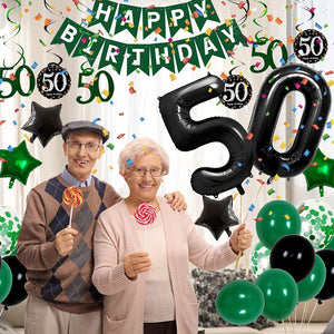 50th Birthday Decorations for Men Women Green Black Birthday Party Balloons for 50 Birthday - Decotree.co Online Shop
