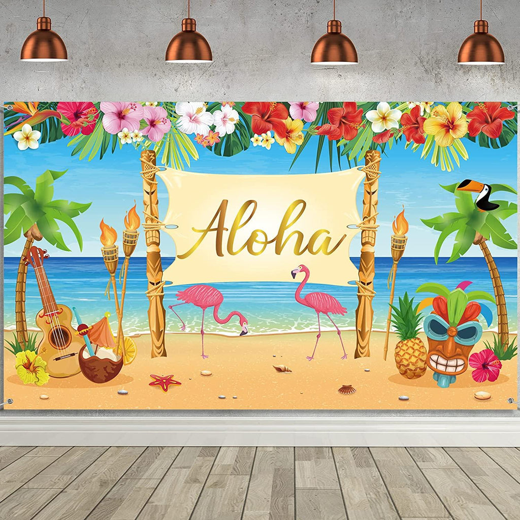 Hawaiian Aloha Party Decoration, Extra Large Summer Luau Beach Party Banner Backdrop - Decotree.co Online Shop