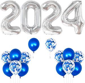 Huge 40 Inch Gold 2024 Balloon Numbers Set - Big 36 Inch, Confetti