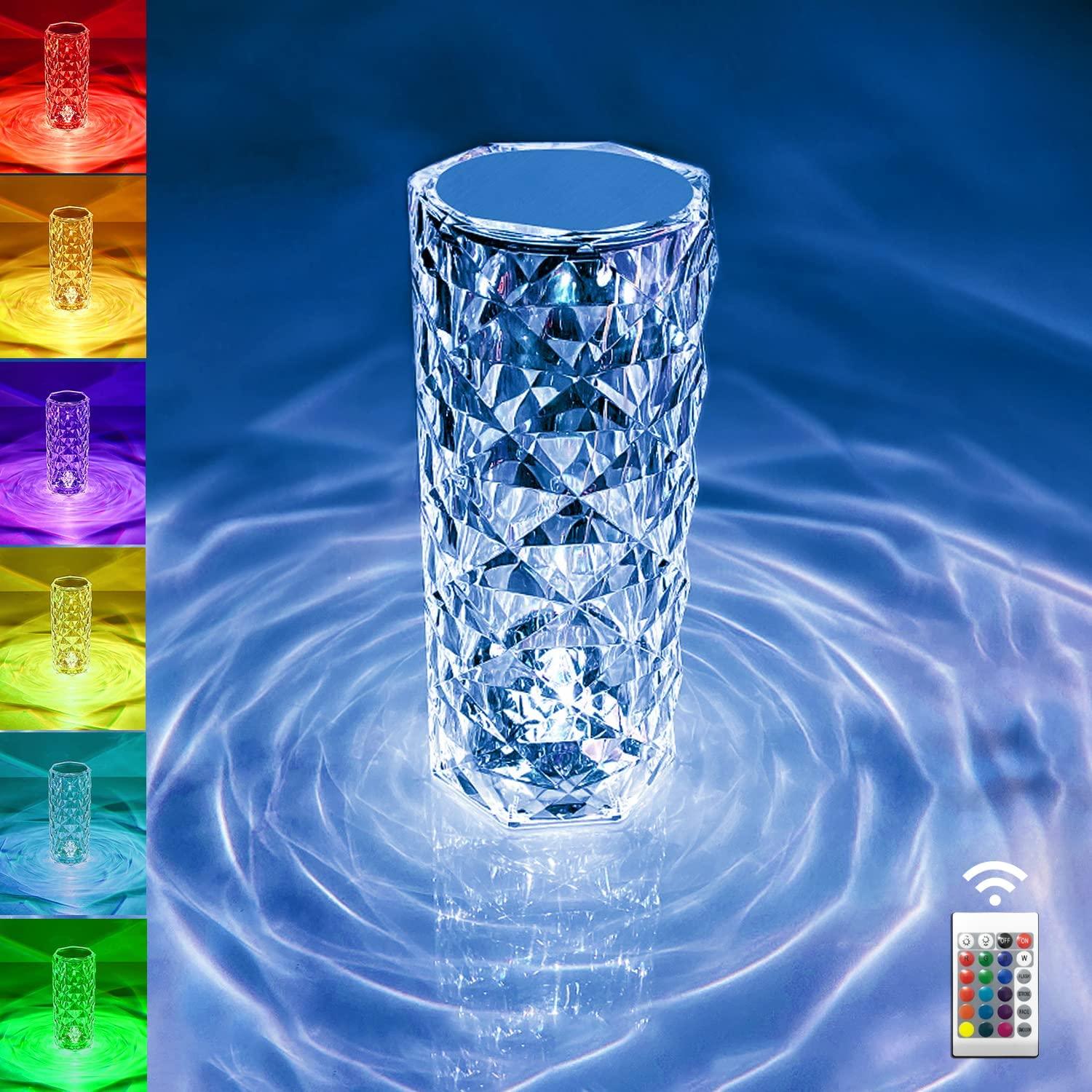 Crystal Table Lamp Rose Lamp, 16 Colors Changing, RGB Touch Lamp with Remote Control - Decotree.co Online Shop