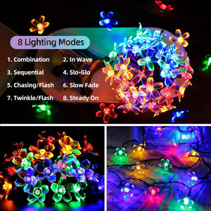 Solar String Flower Lights Outdoor Waterproof 50 LED Fairy Light Decorations for Garden Fence Patio Yard Christmas Tree - Decotree.co Online Shop
