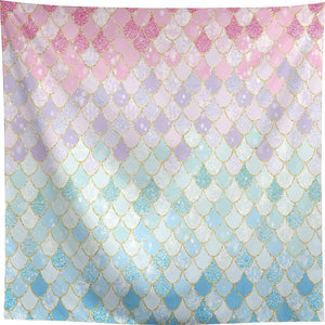 7x5ft Soft Fabric Pastle Mermaid Scales Backdrop for Photography Pictures Girls Birthday Party - Decotree.co Online Shop