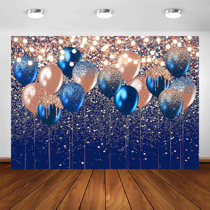 Rose Gold and Navy Glitter Balloon Backdrop for Adult Kids Birthday Party Photography Background - Decotree.co Online Shop
