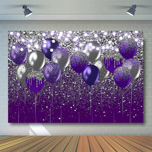 Purple and Silver Glitter Backdrop for Birthday Wedding Prom Graduation Photography Background - Decotree.co Online Shop