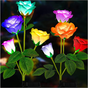 Solar Garden Lights -Solar Lights Outdoor, 7-Color Changing Rose Lights for Yard,Garden Decoration - Decotree.co Online Shop