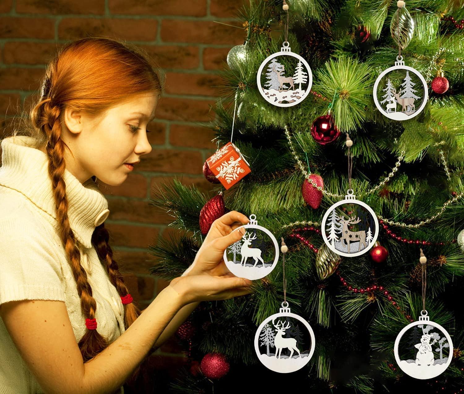6pcs Christmas Farmhouse Rustic Ornaments Set for Christmas Tree Decor - Decotree.co Online Shop