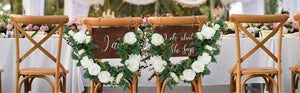 4pcs White Rose Garland, Artificial Flower Vines Fake Silk White Rose Garland Outdoor Wedding Decorations - Decotree.co Online Shop
