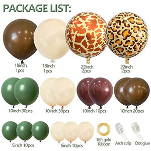 87 Pcs Safari Balloon Garland Arch Kit Olive Brown Coffee leopard print Birthday Decorations And Gold Baby Shower - Decotree.co Online Shop