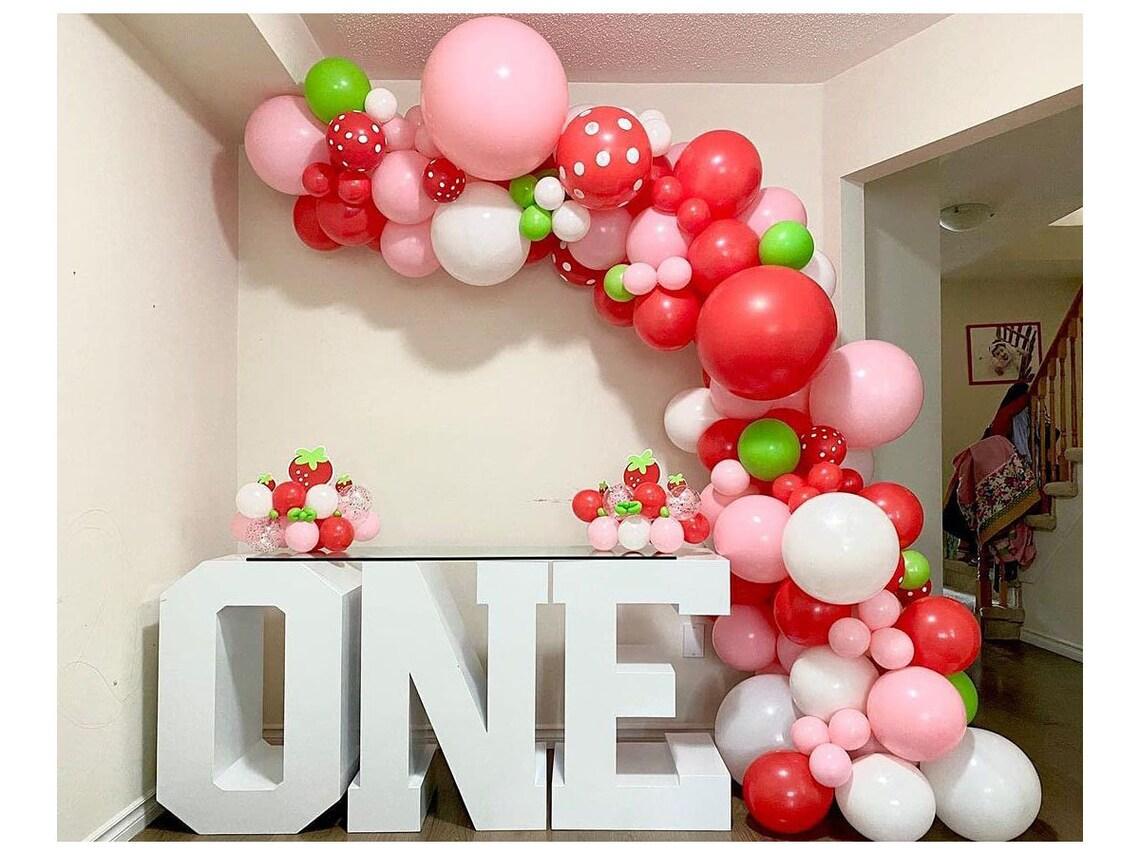 90 Pcs Strawberry Party Decoration Balloon Garland Set, Girl Birthday Party Supplies, Strawberry Red Aluminum Foil Balloon Latex Balloon - Decotree.co Online Shop