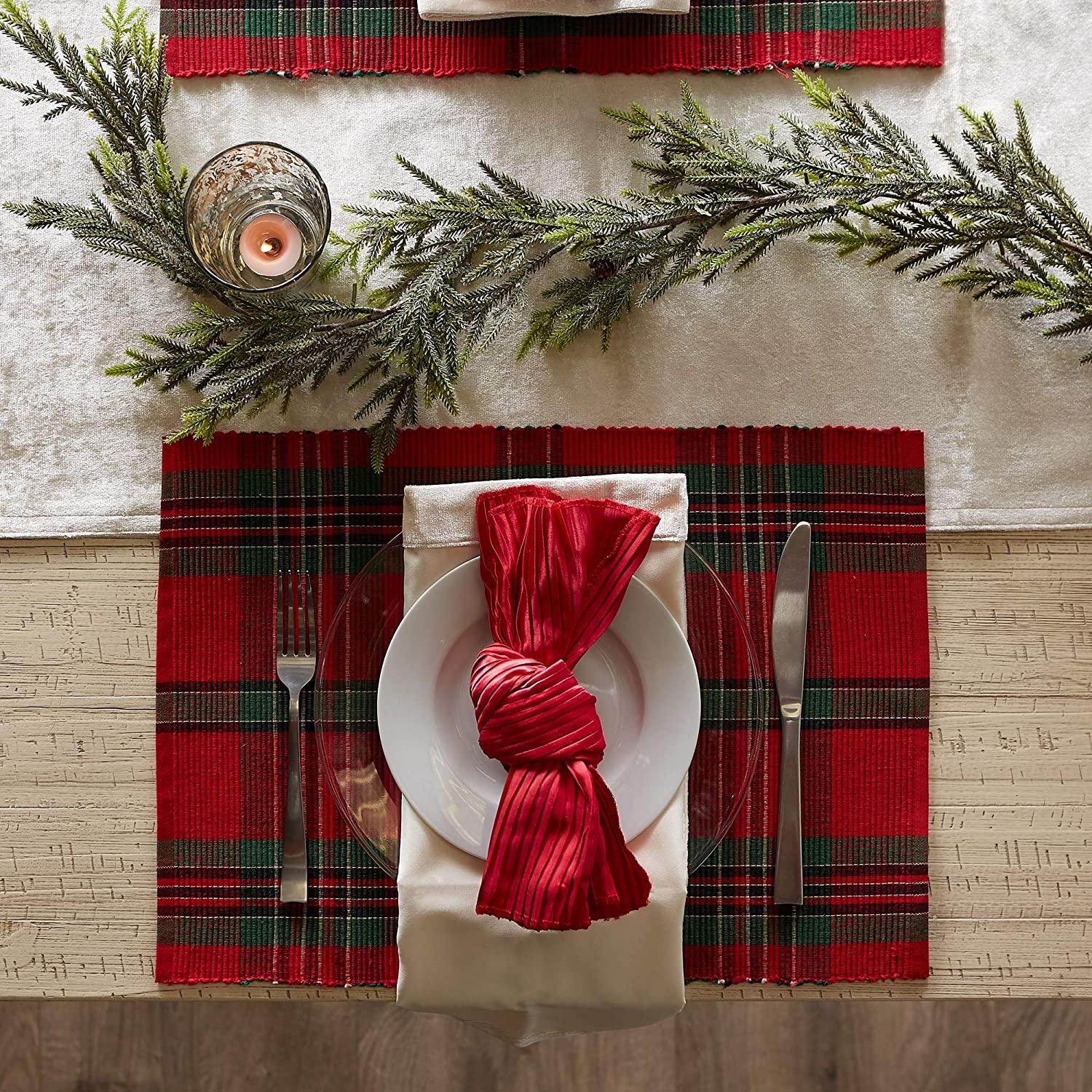 Holiday Collection, Christmas Plaid, Placemat Set, Xmas Plaid - Decotree.co Online Shop