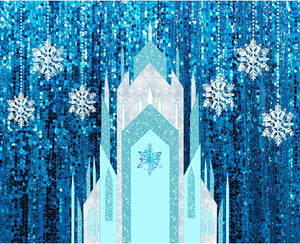 7x5 ft Fabric Ice Snow Castle Photo Backdrop Girl Birthday Party Decoration Princess Supply - Decotree.co Online Shop