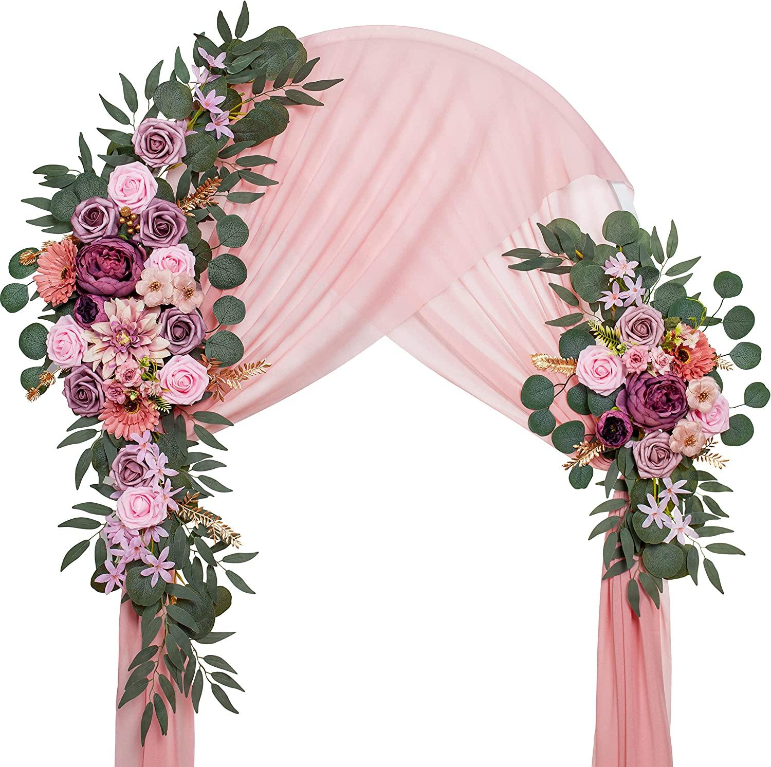 2pcs Floral Wedding Arch, Artificial Flowers for Wedding Decoration, Large Flower Swag for Outdoor Wedding Ceremony - Decotree.co Online Shop