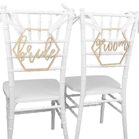Groom And Bride Hexagon Chair Signs Wooden Chair Sign Groom And Bride Chair Backs Bride And Groom Wedding Chair Decor - Decotree.co Online Shop