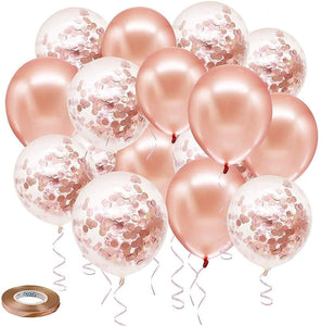Rose Gold, Gold or Silver Confetti Balloons - Baby Shower, Bridal Shower, Engagement - Decotree.co Online Shop