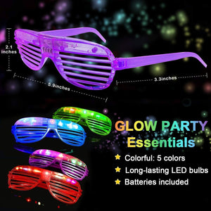 30 Pack LED Glasses, 5 Color Light Up Glasses Shutter Shades Glow Sticks Glasses Glow in The Dark July 4Th Party Supplies - Decotree.co Online Shop