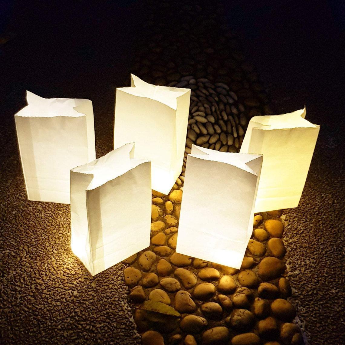 Led Luminaria 50Pcs Light Up Luminaries Warm White Luminary Candle Bags With Lights-For Wedding Aisle, Rustic Wedding Decorations - Decotree.co Online Shop