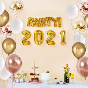 White and Gold Balloons | Gold Confetti Balloons - Decotree.co Online Shop