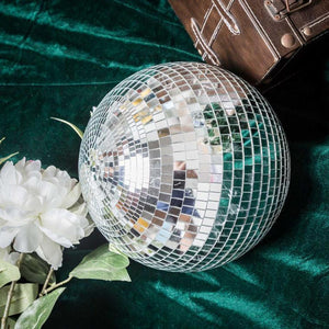 Silver Glass Mirror Disco Ball With Hanging Strings | Christmas Ornaments - Decotree.co Online Shop