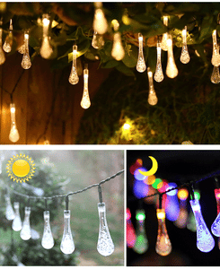 Solar-Powered Raindrop String Lights - Decotree.co Online Shop