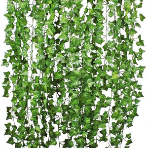 12 Strands Artificial Ivy Leaf Plants Vine Hanging Garland Fake Foliage Flowers Home Kitchen Garden Office Wedding Wall Decor, 84 Feet, Green - Decotree.co Online Shop