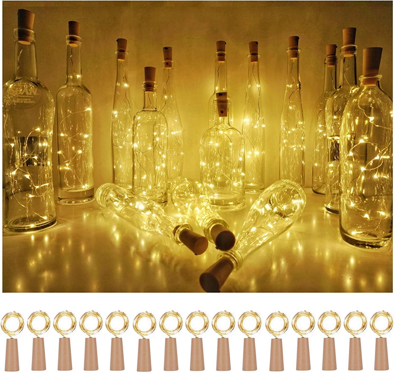 Wine Bottle Cork Lights 10 Pack 10 LED/ 40 Inches Battery Operated Cork Shape Copper Wire Colorful Fairy Mini String Lights - Decotree.co Online Shop