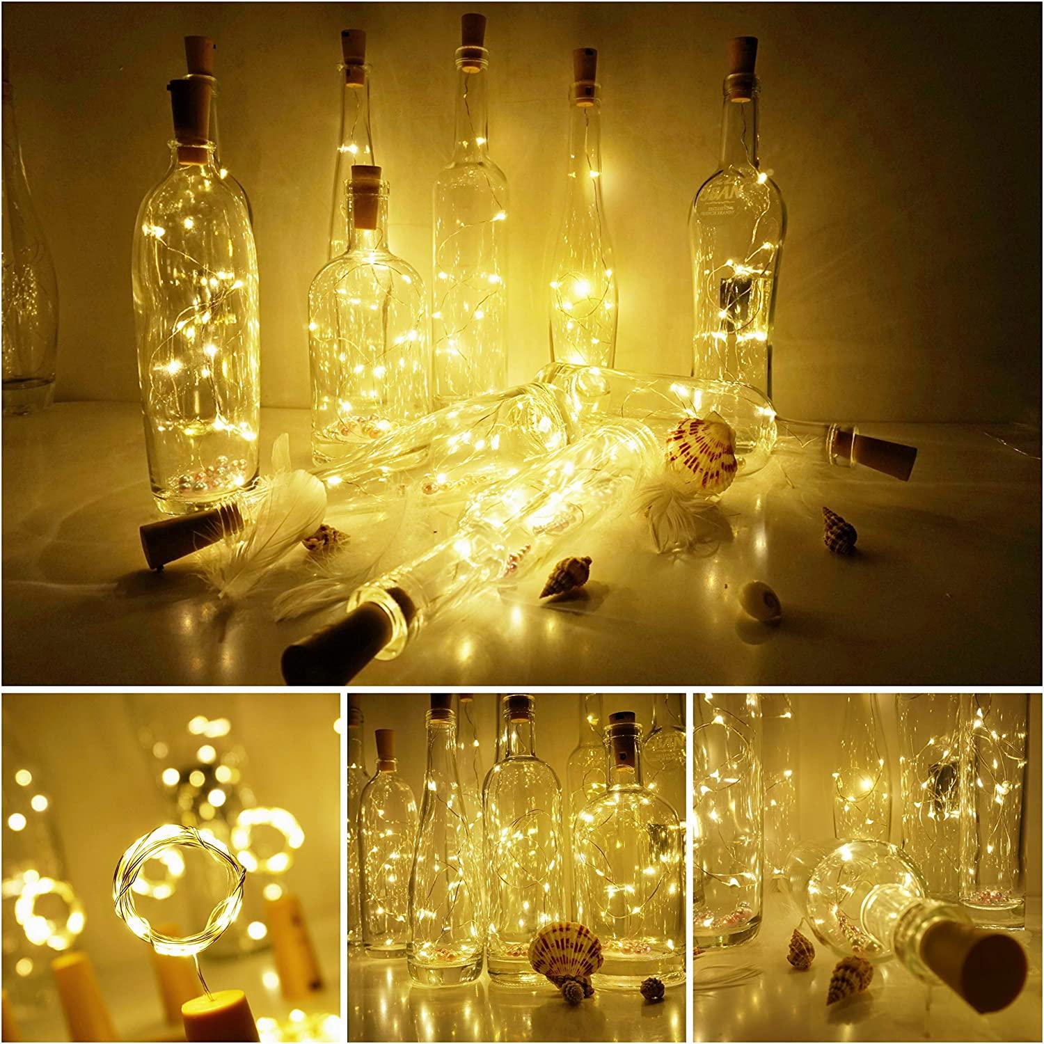 10 LED/ 40 Inches Battery Operated Cork Shape Copper Wire Colorful Fairy Mini String Lights - Decotree.co Online Shop