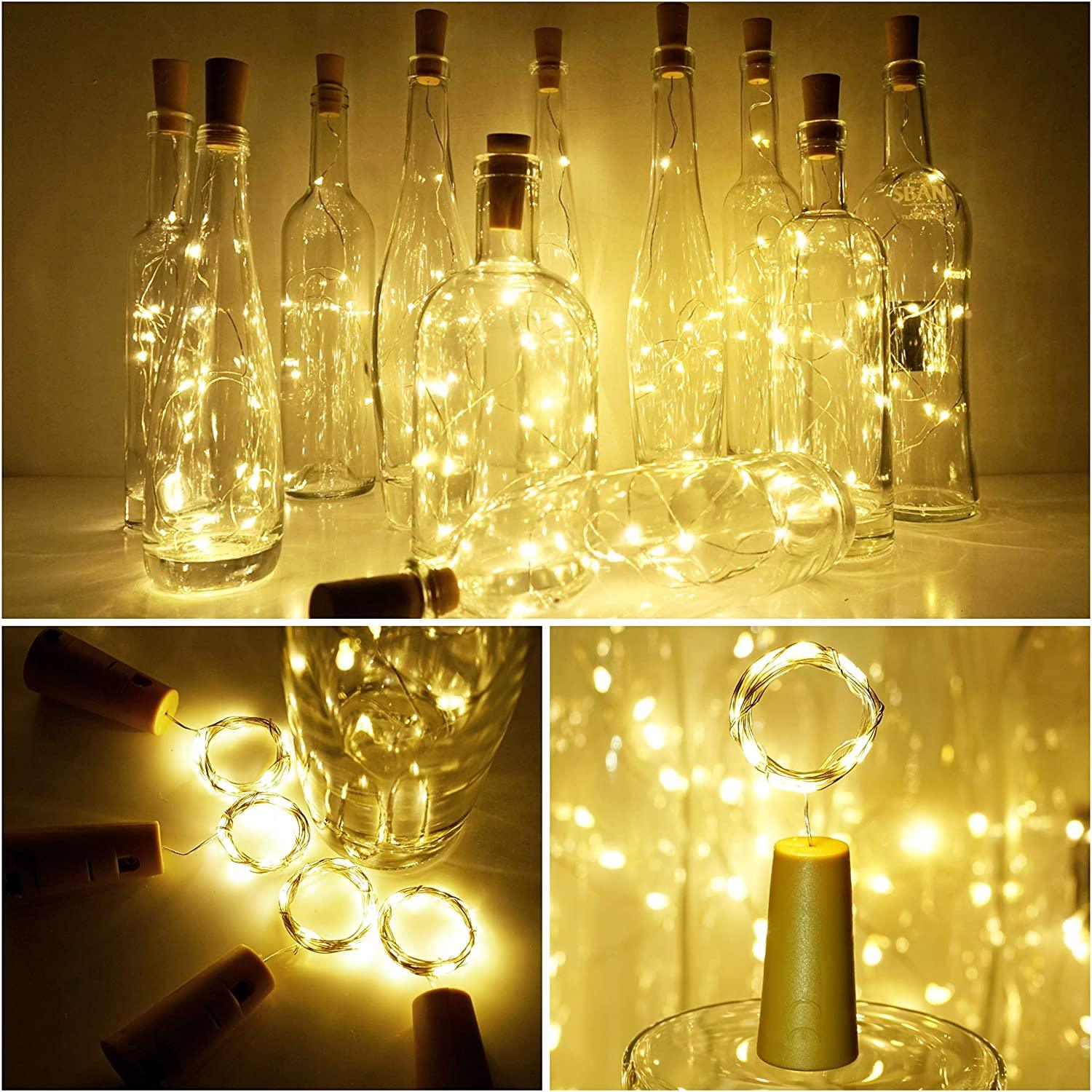 Battery Operated LED Cork Shape Silver Wire Colorful Fairy Mini String Lights - Decotree.co Online Shop