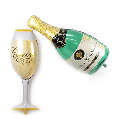 Aluminum Film Champagne Bottle and Goblet Hydrogen Balloons for Party Decoration - Decotree.co Online Shop