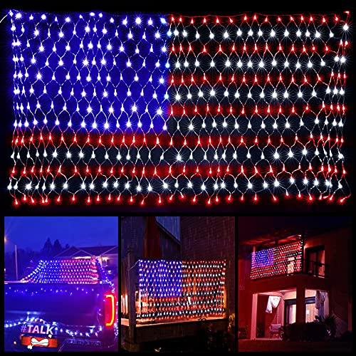 American Flag Lights with 390 Super Bright Led and 8 Fantastic Modes, Waterproof Led Flag Net Light of the United States - Decotree.co Online Shop