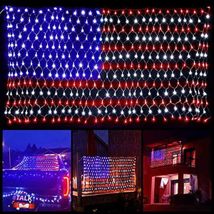 American Flag Lights with 390 Super Bright Led and 8 Fantastic Modes, Waterproof Led Flag Net Light of the United States - Decotree.co Online Shop