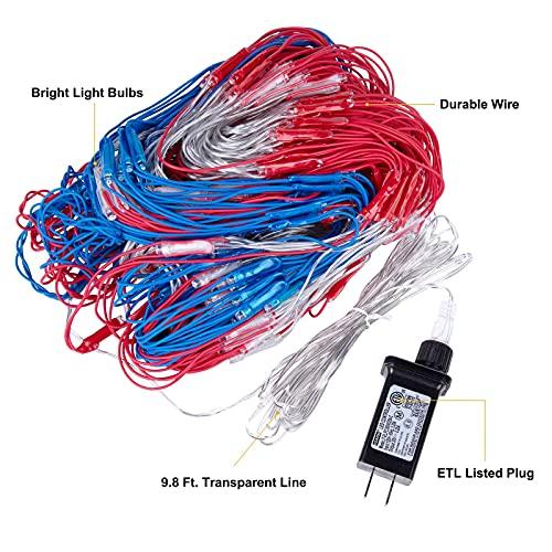 American Flag Lights with 390 Super Bright Led and 8 Fantastic Modes, Waterproof Led Flag Net Light of the United States - Decotree.co Online Shop