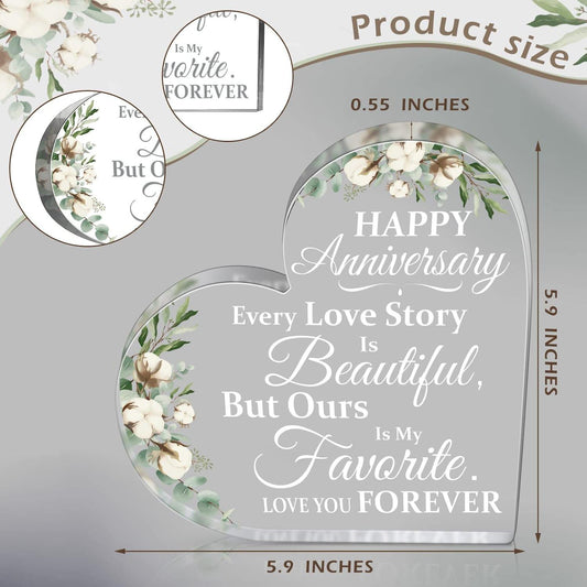 Anniversary Wedding Gift for Her Wedding Gift for Wife Husband Acrylic Happy Anniversary - Decotree.co Online Shop
