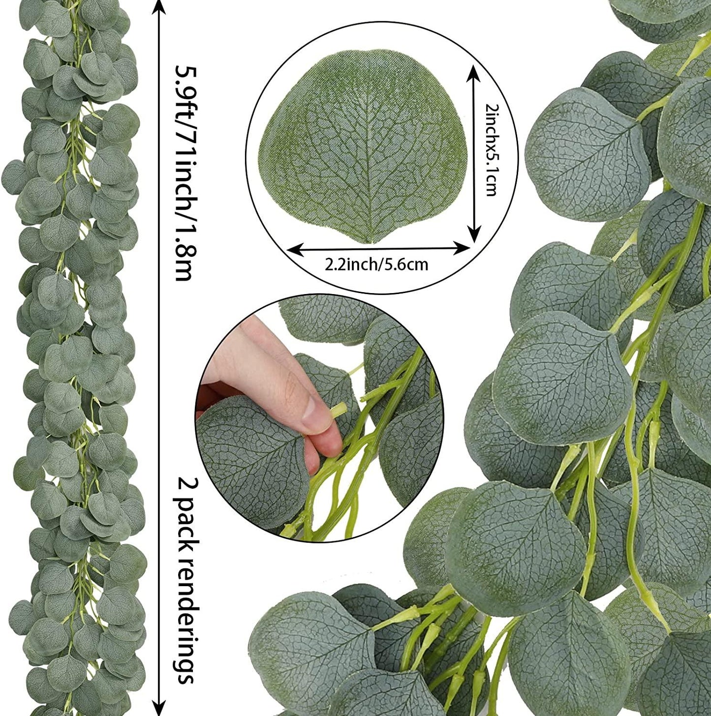 Artificial Eucalyptus Garland Greenery Eucalyptus Vines for Wedding Party Garden Home Decorations - Decotree.co Online Shop