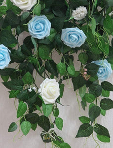 Artificial Flowers Real Looking Aqua Blue Foam Fake Roses with Stems for DIY Wedding Bouquets - Decotree.co Online Shop