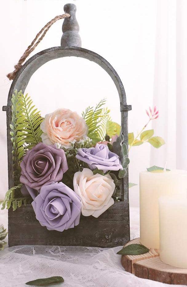 Artificial Flowers Real Looking Lilac Foam Fake Roses with Stems for DIY Wedding Bouquets Bridal Shower Centerpieces - Decotree.co Online Shop