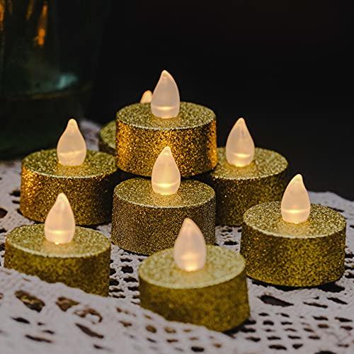 Battery Operated LED Tea Lights, Gold Flameless Votive Tealights Candle with Warm White Flickering Bulb light,Pack of 24 - Decotree.co Online Shop