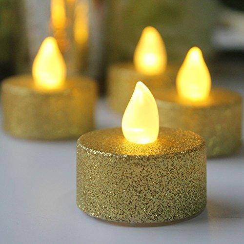 Battery Operated LED Tea Lights, Gold Flameless Votive Tealights Candle with Warm White Flickering Bulb light,Pack of 24 - Decotree.co Online Shop