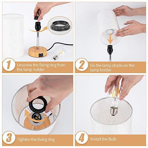 Bedside Lamp with USB Port - Touch Control Table Lamp for Bedroom Wood 3 Way Dimmable Nightstand Lamp - Decotree.co Online Shop