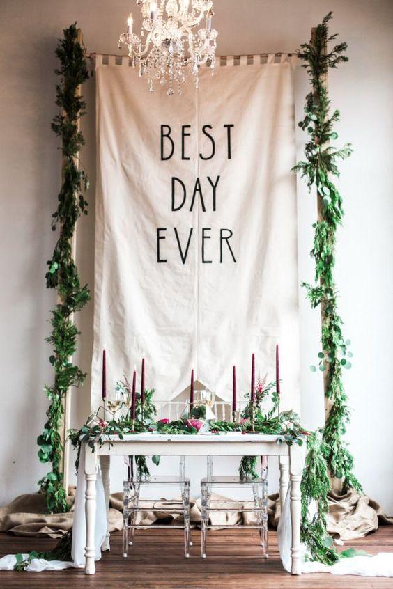 Best Day Ever Backdrop for Outdoor Wedding Ceremony, Wedding Banner - Decotree.co Online Shop
