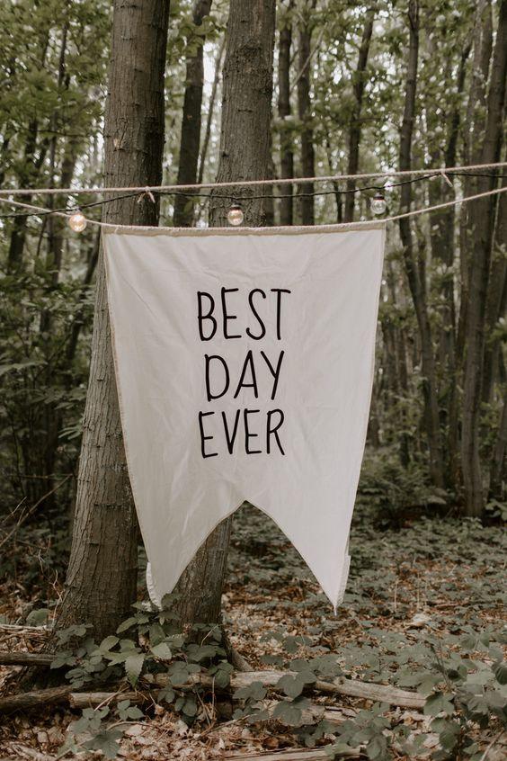 Best Day Ever Backdrop for Outdoor Wedding Ceremony, Wedding Banner - Decotree.co Online Shop